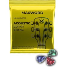Starseven Maxword Gt-Acoustic Kaliteli Akustik Gitar Teli 1 Takım Set (Pena Hediye)