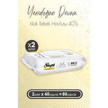 Starseven Sleepy Yenidoğan Devam Islak Bebek Bakım Havlusu 40'lı x 2 (80 Yaprak)