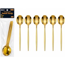 Popüler Sepet 6 Parça Yemek Kaşığı Seti - Gold Renk - Paslanmaz Çelik
