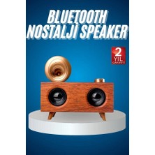 Uravas Store Bluetooth Nostalji Speaker Radyo Gramofon Ahşap Renk Vintage