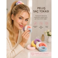 Starseven Kadın Pastel Ton 6'lı Peluş Toka Setii, Kadın Çocuk Lastik Toka Seti,