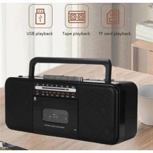 Uravas Store Nostaljik Radyo Fm Radyo USB Mp3 Çalar Kablosuz Hoparlör Bluetooth Kaset Çalar Siyah