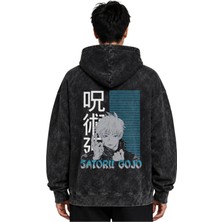 Sevbano Satoru Gojo Jujutsu Kaisen Anime Baskılı Unisex Oversize Yıkamalı Premium Hoodie Sweatshirt