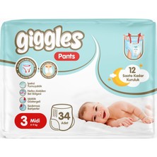 Starseven Giggles Baby Pants 3 Numara Midi 1 Paket 34 Adet