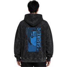 Sevbano Sasuke Uchiha Naruto Anime Baskılı Unisex Oversize Yıkamalı Premium Hoodie Sweatshirt