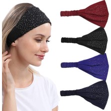 Starseven Yapay Elmas Başörtüsü Ritoper Saç Bantları Geniş Bandana Saç Bantları Egzersiz Geniş Düğümlü Saç Ba