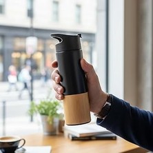 SHC4200 Deconox 450 ml Bambu Kaplamalı Çelik Termos - Siyah, Kırmızı Renk Seçenekli Sızdırmaz Isı Y
