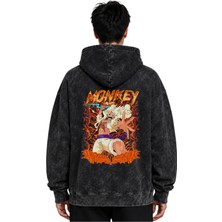 Sevbano Monkey D. Luffy One Piece Anime Baskılı Unisex Oversize Yıkamalı Premium Hoodie Sweatshirt
