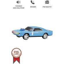 Uravas Store Mavi Araba Tasarım Bluetooth, Usb, Aux, Fm Radyo ve LED Işıklı Nostaljik Radyo 2 Yıl Garantili