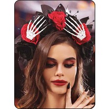 Starseven Woeoe Day Of The Dead Çiçekli Kafa Bandı Cadılar Bayramı Gül Çiçek Taç Iskelet El Kostüm Parti Başl