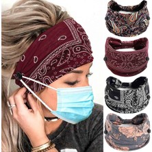 Starseven Olbye Düğme Hemşire Kafa Bandı Geniş Elastik Kaymaz Hairband Egzersiz Yoga Türban Headwrap Boho Saç