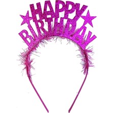 Starseven Tüylü Simli Happy Birthday Taç
