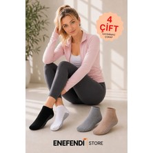 NF ND ENEFENDİ 4 Çift Kaydırmaz Unisex Yoga, Pilates, Tavaf Çorabı | Spor Patik Çorap Beyaz|Gri |Siyah |Bej 36-40
