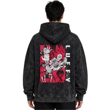 Sevbano Monkey D. Luffy One Piece Anime Baskılı Unisex Oversize Yıkamalı Premium Hoodie Sweatshirt