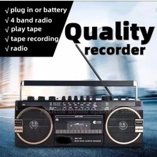 Uravas Store Nostaljik Radyo Turuncu Renk Bluetooth USB Mp3 Player Fm Radyo Kaset Çalar 2 Yıl Garantili
