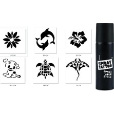 Starseven Sevimli Modeller Spray Tattoo Geçici Dövme Yapma Seti Siyah Sprey Dövme