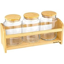 SHC4200 Bambum Bench Standlı 4 Parça Küçük Cam Baharat Takımı