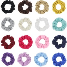 Starseven Susulu (Mix Colors) - 16 Parça Pamuk Saç Scrunchies Tek Jarse Tek Renk At Kuyruğu Tutucular Elastik