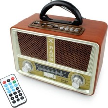 Uravas Store Bluetooth Özellikli Açık Bej Renk Nostaljik Radyo Ahşap Görünümlü Fm Sd Kart USB Girişli