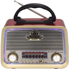 Uravas Store Bluetooth Özellikli Şarjlı LED Aydınlatmalı Ahşap Nostaljik Radyo Mp3 Çalar Gri 2 Yıl Garantili