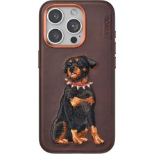 Uravas Store Venco Apple iPhone 15 Pro Perma Desenli Kapak - Koyu Kahve