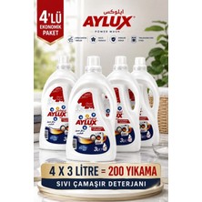 Aylux Sıvı Çamaşır Deterjanı 4x3L (200 Yıkama) Beyazlar & Renkliler