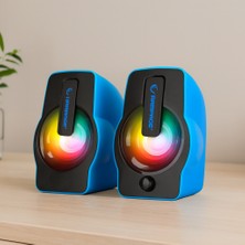 Uravas Store USB Rgb Işıklı 1+1 6W Multimedya Hoparlör Seti