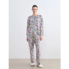 Lc Waikiki Yeni Sezon Bisiklet Yaka Desenli Kadın Pijama Takımı