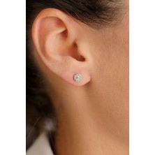 Fiyonk Kuyumculuk 14 Ayar Altın Yuvarlak Swarovski Taşlı Küpe