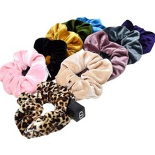 Starseven Kadife Scrunchie Fermuarlı Cepli - 10 Adet Scrunchy Gizli Saç Scrunchie At Kuyruğu Tutucu E
