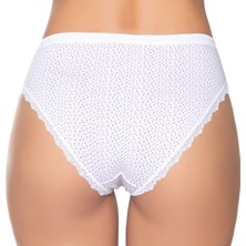 Gümüş 6066 12'li Kadın Likralı Paça Dantelli Puantiyeli Bikini