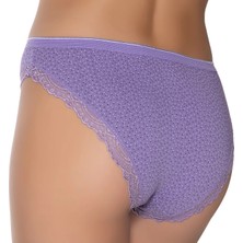 Gümüş 6066 12'li Kadın Likralı Paça Dantelli Puantiyeli Bikini