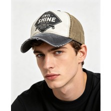 YYB Ünise Yıkanmış Pamuklu Beyzbol Şapkası Eskitme Jewel Shine Baskılı Üç Renkli Yırtık Detaylı 6 Renk