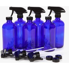 Starseven Vivaplex, 6, Büyük, 16 Oz, Boş, Kobalt Mavisi Cam Sprey Şişeleri Siyah Tetiklemeli Püskürtücüler Il