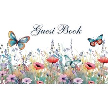 Starseven Independently Published Guest Book: Watercolor Wild Flowers With Butterflies Rustic Theme For Weddi
