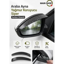 MAİN SHOP Karbon Desenli Oto Yan Ayna Yağmur Koruyucu Siperlik 2 Li Set Araba Ayna Yağmur Kaydırıcı