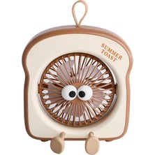 Starseven Asonic 3 Hız Kademeli Masaüstü Mini Fan - Sevimli Tost Ekmeği Tasarımlı Edilebilir Karikatür V