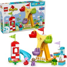 Starseven Duplo Peppa Pig Lunapark 10453-2 Yaş Üzeri Kız Erkek Çocuklar Için Dönme Dolap, Kaydırak