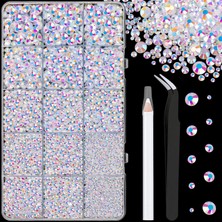 Starseven Tinkrstuff 16000 Adet Reçine Jöle Rhinestones ile Cımbız El Işi Için, Beyaz Ab 2-6 mm Karışık Boyut