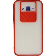 Starseven J7 Palm Buzlu Kamera Sürgülü Silikon - Kırmızı
