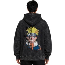 Sevbano Naruto Uzumaki Anime Baskılı Unisex Oversize Yıkamalı Premium Hoodie Sweatshirt