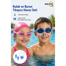 MAİN SHOP Kulak ve Burun Tıkayıcı Yüzme Havuz Seti Mavi 1 Çift Kulak Tıkacı 1 Adet Burun Klipsi