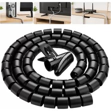HypAirs S-Link SL-195 28MM 20 Metre Siyah Spiral Kablo Düzenleyici Toplayıcı Pratik Uygulama Aparatlı