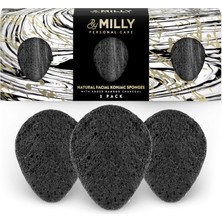 Starseven Yüz Konjac Süngeri, Tamamen Doğal Tekrar Kullanılabilir, 3'lü Paket, Aktif Bambu Kömürü Ile, Tüm