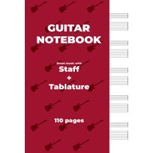 Starseven Independently Published Guitar Notebook. Sheet Music With Staff + Tablature: Red Cover, White Paper