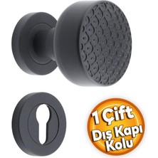 Starseven Linda Dış Kapı Tokmağı Topuzu Kolu Metal Tokmak Siyah Kapı Kolu Yale Sağa Sola Uygun 1 Takı