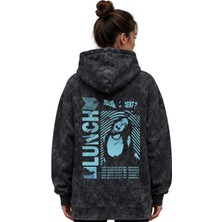 Sevbano Billie Eilish Şarkıcı Lunch Baskılı Unisex Oversize Yıkamalı Premium Hoodie Sweatshirt