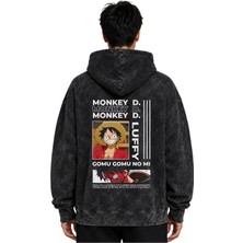 Sevbano Monkey D. Luffy One Piece Anime Baskılı Unisex Oversize Yıkamalı Premium Hoodie Sweatshirt