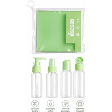 Starseven Seyahat Şişe Seti 150 ml x 4 – Uçak Uyumlu, Sızdırmaz Kapaklı, Şeffaf Taşıma Çantalı, Kozmetik S