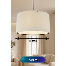 Uravas Store Krem Kumaş Başlıklı Sarkıt Avize 35 cm